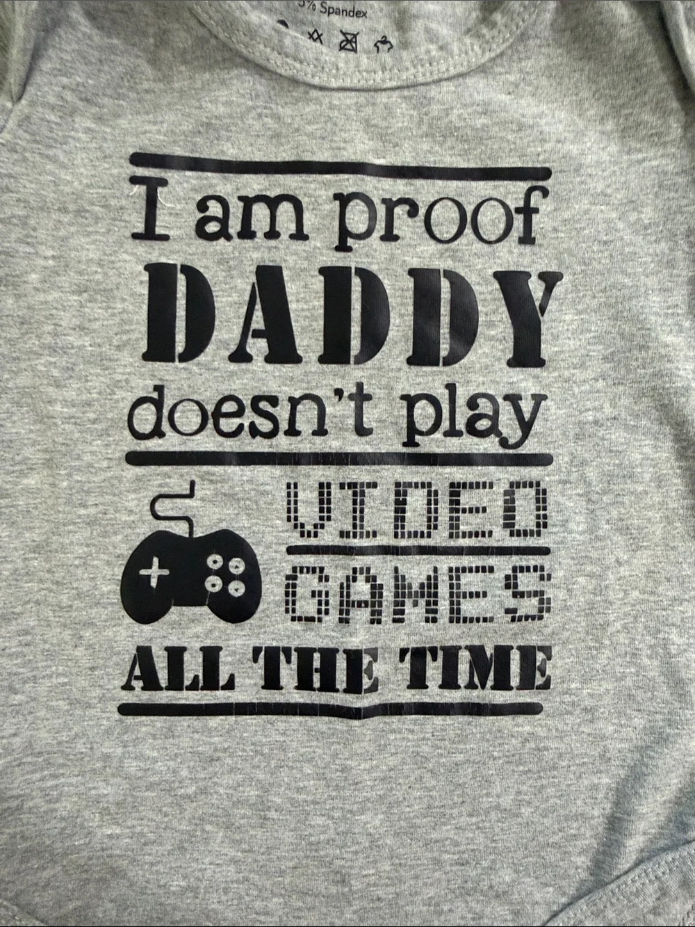 Gray Baby One-Piece Bodysuit with Dad & Grandparents Prints